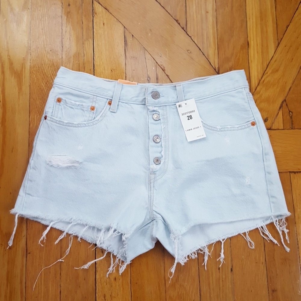 Levi's 501 Vintage High Rise Distressed Shorts - Picture 3 of 4